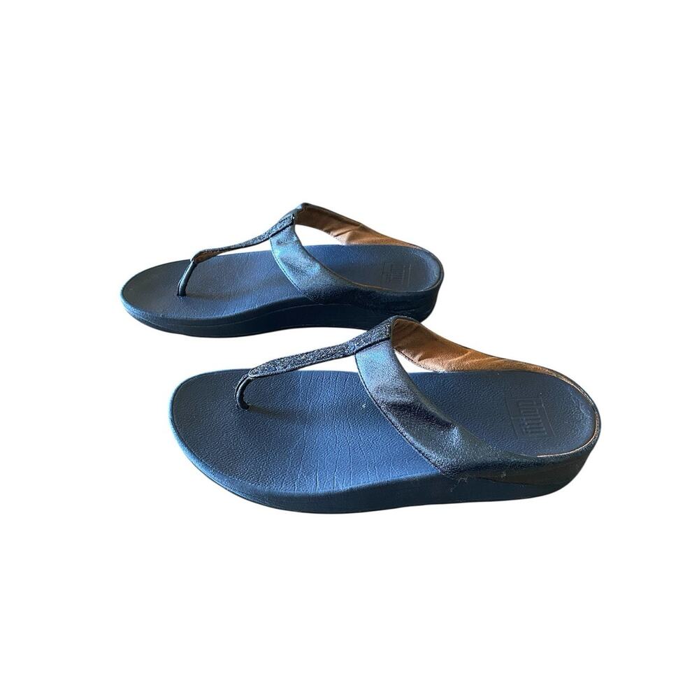 FitFlop Fino Quartz Toe Post Sandals Midnight Blue Comfort Women’s 10 Resortwear